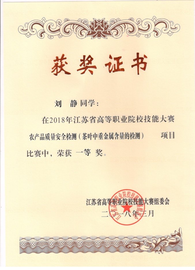 说明: D:\食品科学教研室\照片\刘静 001.jpg 是“十二五”江苏省重点建设专业群食品